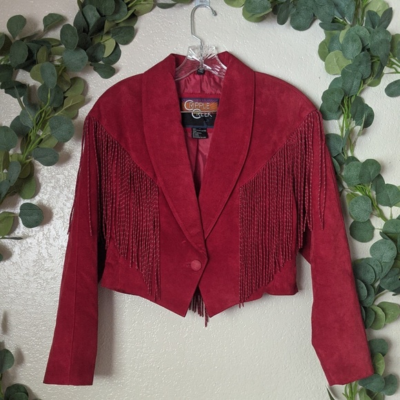 Cripple Creek Jackets & Blazers - Cripple Creek Red Suede Leather Fringe Jacket